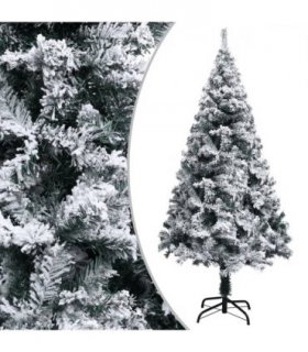 vidaXL Artificial Christmas Tree with Flocked Snow Green 120 cm PVC