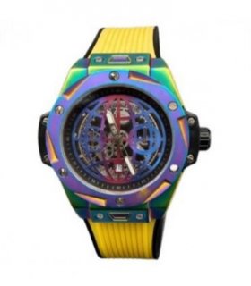 New Rainbow Watch Mens Dated Dial Analogue Yellow Rubber Strap Watch NY London