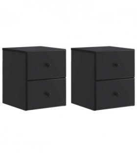 vidaXL Wall-Mounted Bedside Cabinet 2 pcs Black 34.5 x 33 x 40 cm