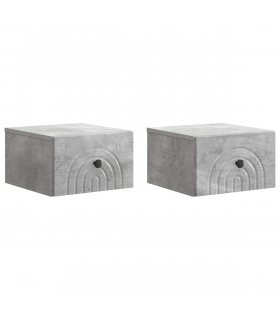 vidaXL Wall-Mounted Bedside Cabinet with Drawer 2 pcs Concrete Grey