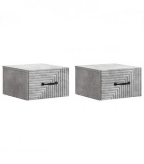vidaXL Wall-Mounted Bedside Cabinet with Drawer 2 pcs Concrete Grey
