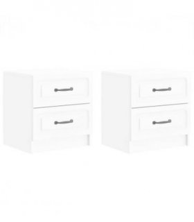 vidaXL Bedside Cabinet 2 pcs High Gloss White 43 x 34.5 x 44.5 cm
