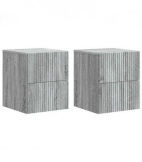 vidaXL Wall-Mounted Bedside Cabinet 2 pcs Grey Sonoma Engineered Wood