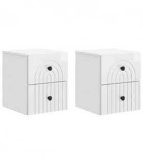 vidaXL Wall-Mounted Bedside Cabinet with Drawer 2 pcs High Gloss White