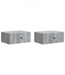 vidaXL Wall-Mounted Bedside Cabinet 2 pcs Grey Sonoma Engineered Wood
