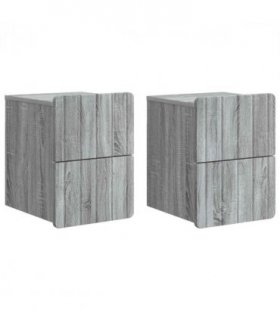 vidaXL Wall-Mounted Bedside Cabinet 2 pcs Grey Sonoma Engineered Wood