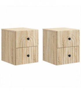 vidaXL Wall-Mounted Bedside Cabinet 2 pcs Sonoma Oak 33 x 34.5 x 40 cm