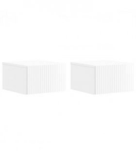vidaXL Wall-Mounted Bedside Cabinet with Drawer 2 pcs High Gloss White