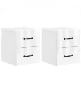 vidaXL Wall-Mounted Bedside Cabinet with Drawer 2 pcs High Gloss White