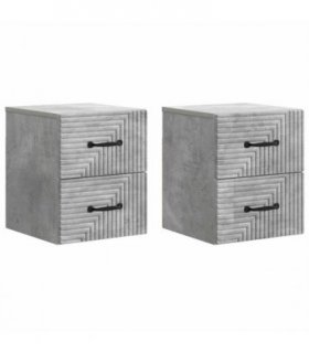 vidaXL Wall-Mounted Bedside Cabinet with Drawer 2 pcs Concrete Grey