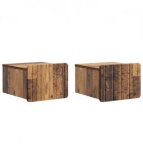 vidaXL Wall-Mounted Bedside Cabinet 2 pcs Old Wood 33 x 34.5 x 24 cm