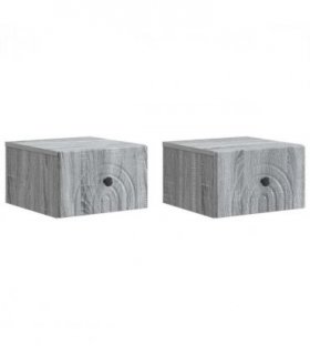 vidaXL Wall-Mounted Bedside Cabinet 2 pcs Grey Sonoma Engineered Wood