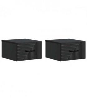 vidaXL Wall-Mounted Bedside Cabinet 2 pcs Black 34.5 x 33 x 20 cm