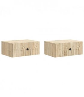 vidaXL Wall-Mounted Bedside Cabinet 2 pcs Sonoma Oak 49 x 34.5 x 20 cm