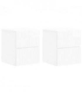 vidaXL Wall-Mounted Bedside Cabinet with Drawer 2 pcs High Gloss White