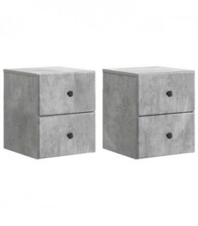 vidaXL Wall-Mounted Bedside Cabinet with Drawer 2 pcs Concrete Grey