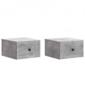 vidaXL Wall-Mounted Bedside Cabinet with Drawer 2 pcs Concrete Grey
