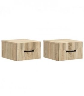 vidaXL Wall-Mounted Bedside Cabinet 2 pcs Sonoma Oak 34.5 x 33 x 20 cm