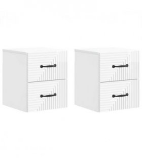 vidaXL Wall-Mounted Bedside Cabinet with Drawer 2 pcs High Gloss White