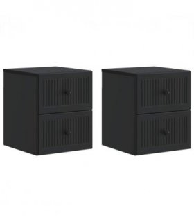 vidaXL Wall-Mounted Bedside Cabinet 2 pcs Black 33 x 34.5 x 40 cm
