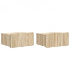 vidaXL Wall-Mounted Bedside Cabinet 2 pcs Sonoma Oak 49 x 34.5 x 24 cm
