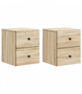vidaXL Wall-Mounted Bedside Cabinet 2 pcs Sonoma Oak 34.5 x 33 x 40 cm