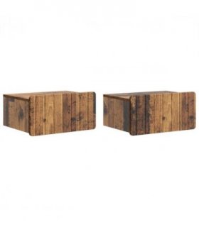 vidaXL Wall-Mounted Bedside Cabinet 2 pcs Old Wood 49 x 34.5 x 24 cm