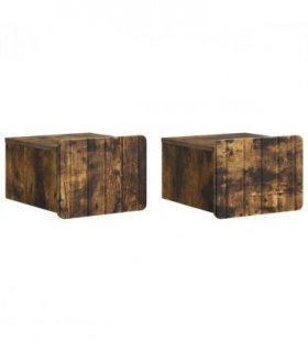 vidaXL Wall-Mounted Bedside Cabinet 2 pcs Smoked Oak 33 x 34.5 x 24 cm