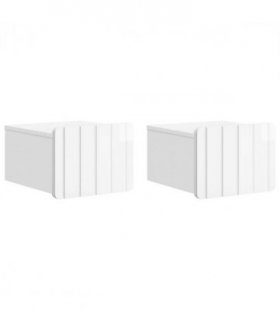vidaXL Wall-Mounted Bedside Cabinet with Drawer 2 pcs High Gloss White