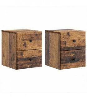 vidaXL Wall-Mounted Bedside Cabinet 2 pcs Old Wood 34.5 x 33 x 40 cm