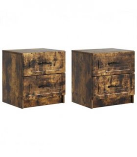 vidaXL Bedside Cabinet 2 pcs Smoked Oak 43 x 34.5 x 44.5 cm