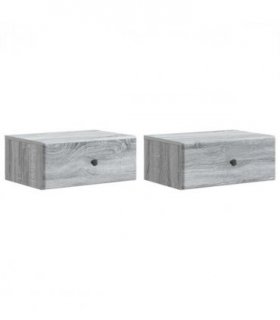 vidaXL Wall-Mounted Bedside Cabinet 2 pcs Grey Sonoma Engineered Wood