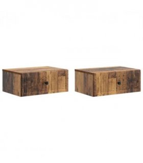 vidaXL Bedside Cabinet with Drawer 2 pcs Old Wood 49 x 34.5 x 20 cm