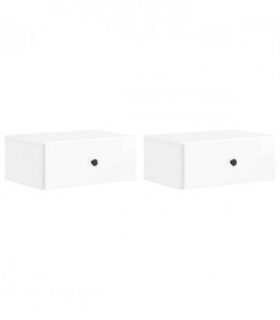 vidaXL Wall-Mounted Bedside Cabinet with Drawer 2 pcs High Gloss White