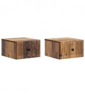 vidaXL Wall-Mounted Bedside Cabinet 2 pcs Old Wood 33 x 34.5 x 20 cm