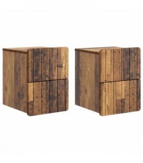 vidaXL Wall-Mounted Bedside Cabinet 2 pcs Old Wood 33 x 34.5 x 43 cm