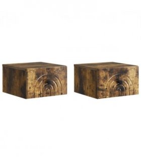 vidaXL Wall-Mounted Bedside Cabinet 2 pcs Smoked Oak 33 x 34.5 x 20 cm