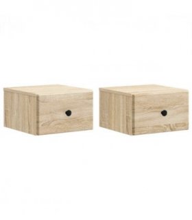vidaXL Wall-Mounted Bedside Cabinet 2 pcs Sonoma Oak 34.5 x 33 x 20 cm