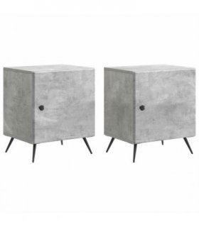vidaXL Bedside Cabinet 2 pcs Concrete Grey 43 x 34.5 x 50 cm