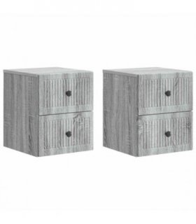 vidaXL Wall-Mounted Bedside Cabinet 2 pcs Grey Sonoma Engineered Wood