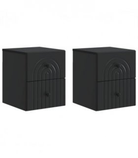 vidaXL Wall-Mounted Bedside Cabinet 2 pcs Black 33 x 34.5 x 40 cm