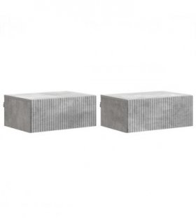 vidaXL Wall-Mounted Bedside Cabinet with Drawer 2 pcs Concrete Grey