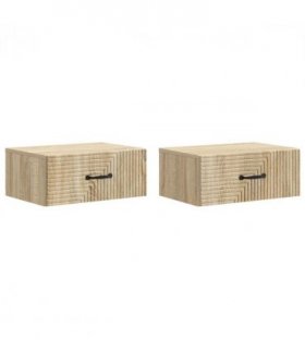 vidaXL Wall-Mounted Bedside Cabinet 2 pcs Sonoma Oak 49 x 34.5 x 20 cm