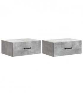 vidaXL Wall-Mounted Bedside Cabinet with Drawer 2 pcs Concrete Grey