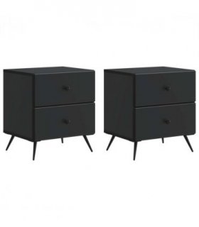vidaXL Bedside Cabinet 2 pcs Black 43 x 34.5 x 47.5 cm Engineered Wood