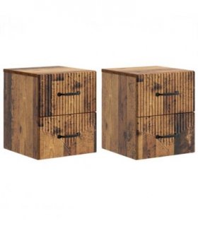vidaXL Wall-Mounted Bedside Cabinet 2 pcs Old Wood 34.5 x 33 x 40 cm