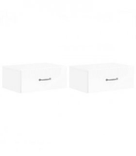 vidaXL Wall-Mounted Bedside Cabinet with Drawer 2 pcs High Gloss White