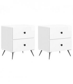 vidaXL Bedside Cabinet 2 pcs High Gloss White 43 x 34.5 x 47.5 cm