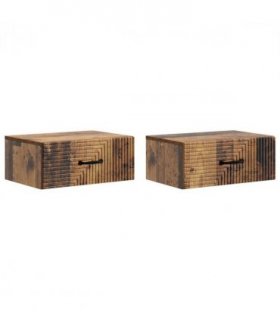 vidaXL Wall-Mounted Bedside Cabinet 2 pcs Old Wood 49 x 34.5 x 20 cm