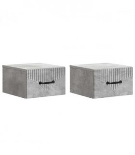 vidaXL Wall-Mounted Bedside Cabinet with Drawer 2 pcs Concrete Grey